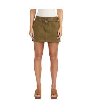Jupe cargo avec ceinture pour femmes, Silver