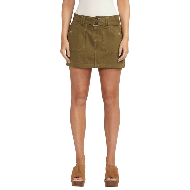 Jupe cargo avec ceinture pour femmes, Silver