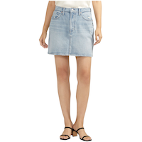 Silver Women's Highly Desirable Jean Mini Skirt Front_Flat