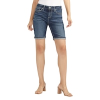 Silver Women's Bermuda Suki Mid Rise Curvy Fit Shorts Front_Flat