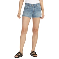 Silver Women's Suki Mid Rise Curvy Fit Shorts Front_Flat