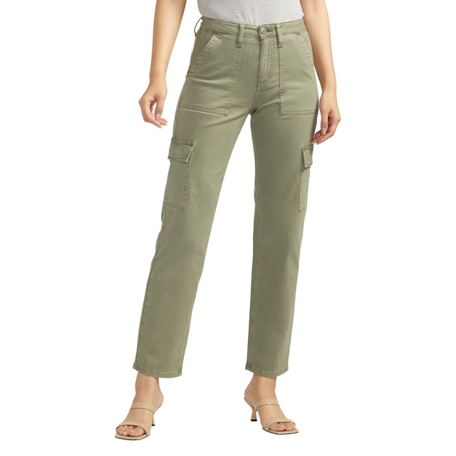 Pantalon à jambe droite et à taille mi-basse qui épouse les courbes pour femmes, Suki, Silver