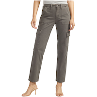 Silver Women's Suki Mid Rise Curvy Fit Straight Pants Front_Flat