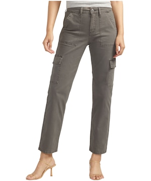 Silver Women's Suki Mid Rise Curvy Fit Straight Pants