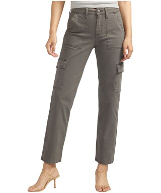 Silver Women's Suki Mid Rise Curvy Fit Straight Pants