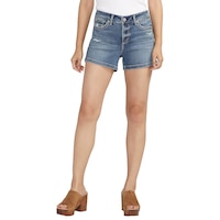 Silver Women's Elyse Mid Rise Comfort Fit Shorts Front_Flat