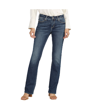 Jean semi-évasé de coupe étroite à taille mi-basse pour femmes, Elyse, Silver