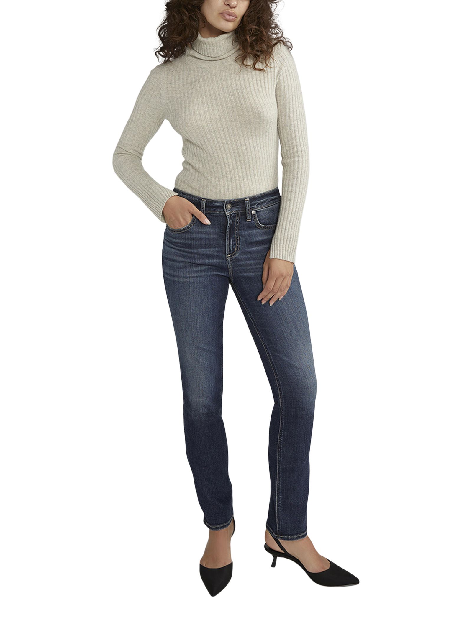 Silver Women's Avery High Rise Curvy Fit Straight Leg Jeans