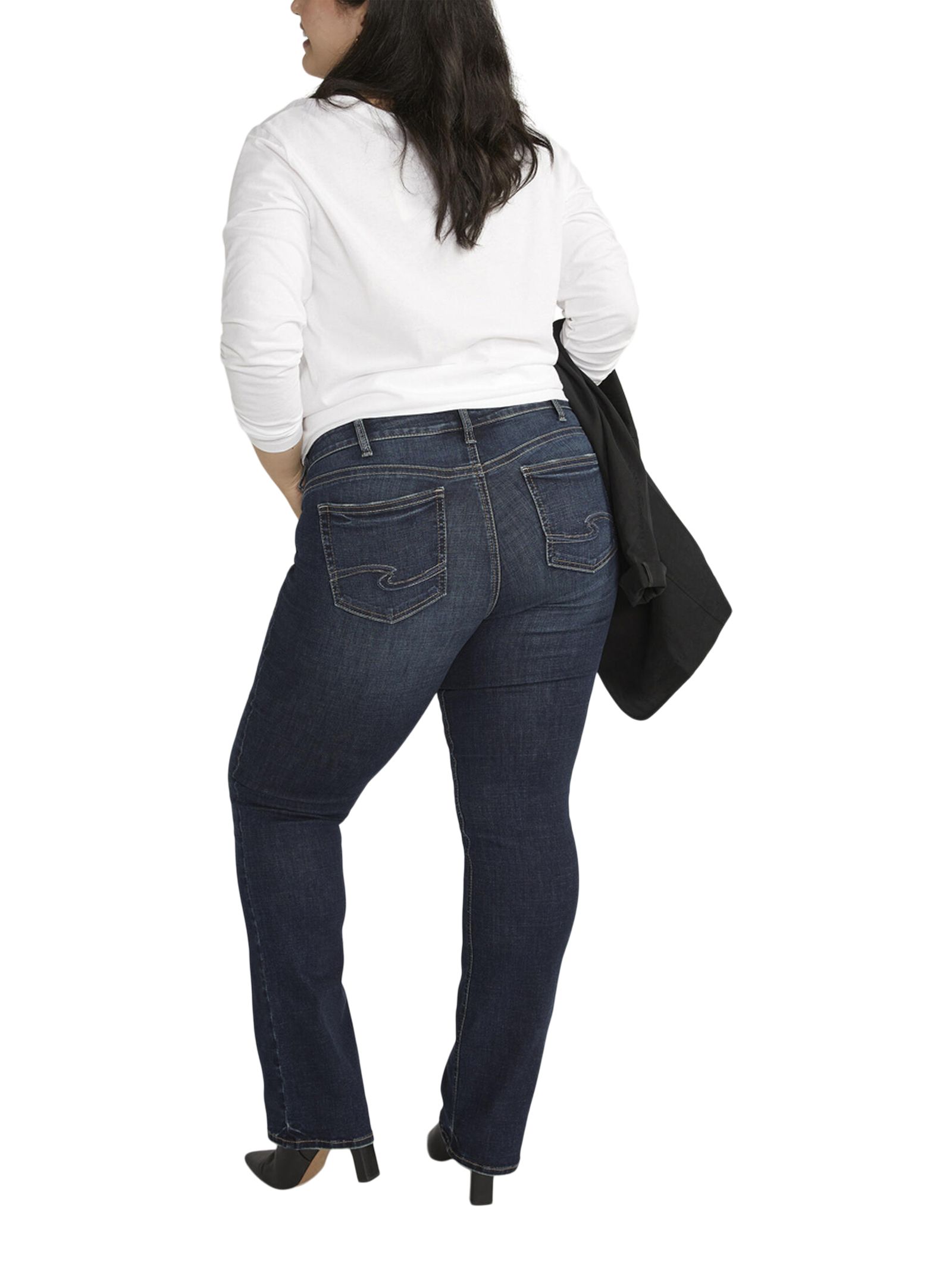 Silver Women's Elyse Mid Rise Comfort Fit Slim Bootcut Jeans - Plus Size