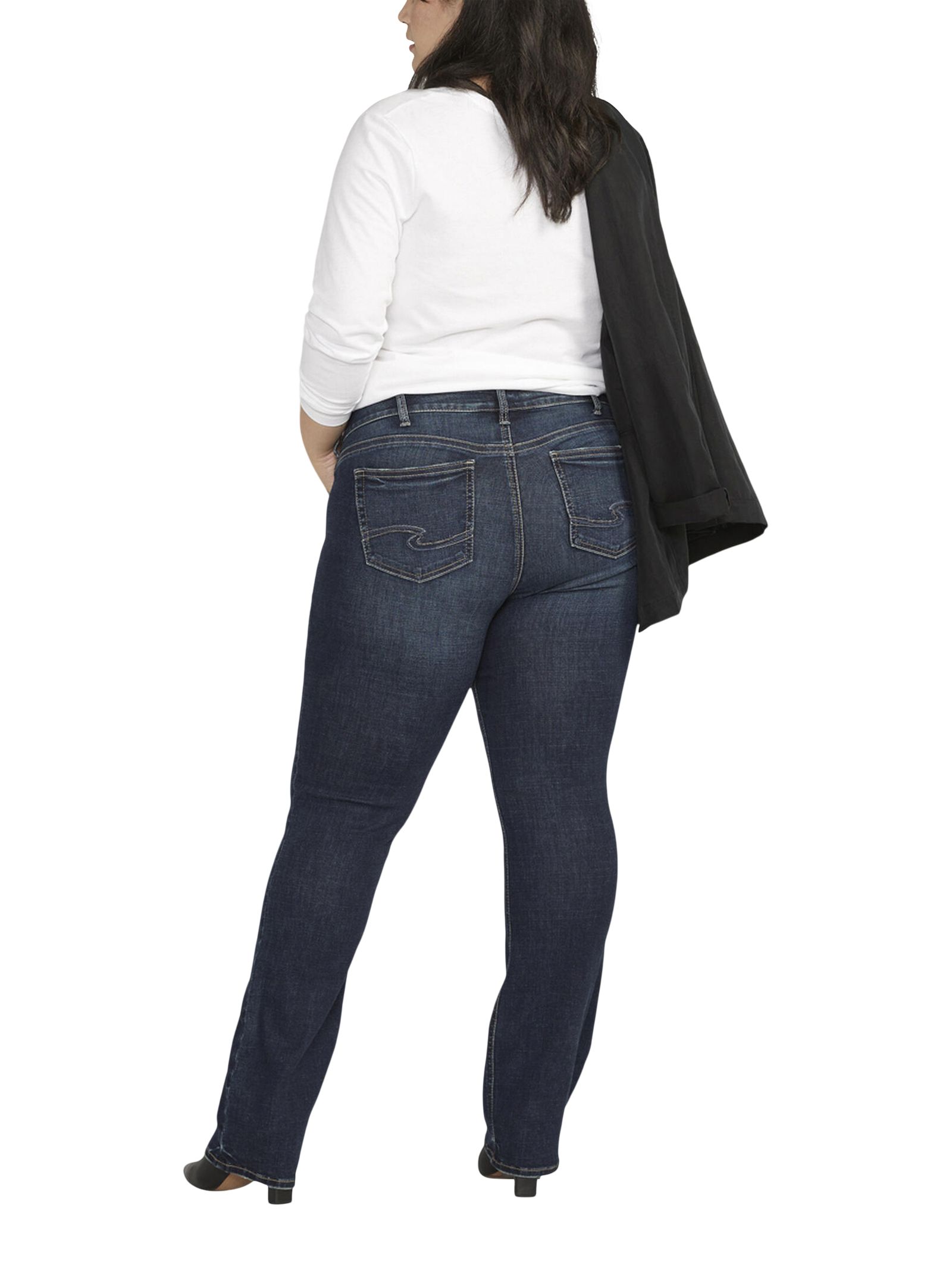 Silver Women's Elyse Mid Rise Comfort Fit Slim Bootcut Jeans - Plus Size