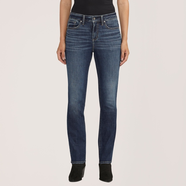 Silver Women's Avery High Rise Curvy Fit Straight Leg Jeans