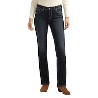 Silver Women's Elyse Mid Rise Slim Bootcut Jeans Front_Flat