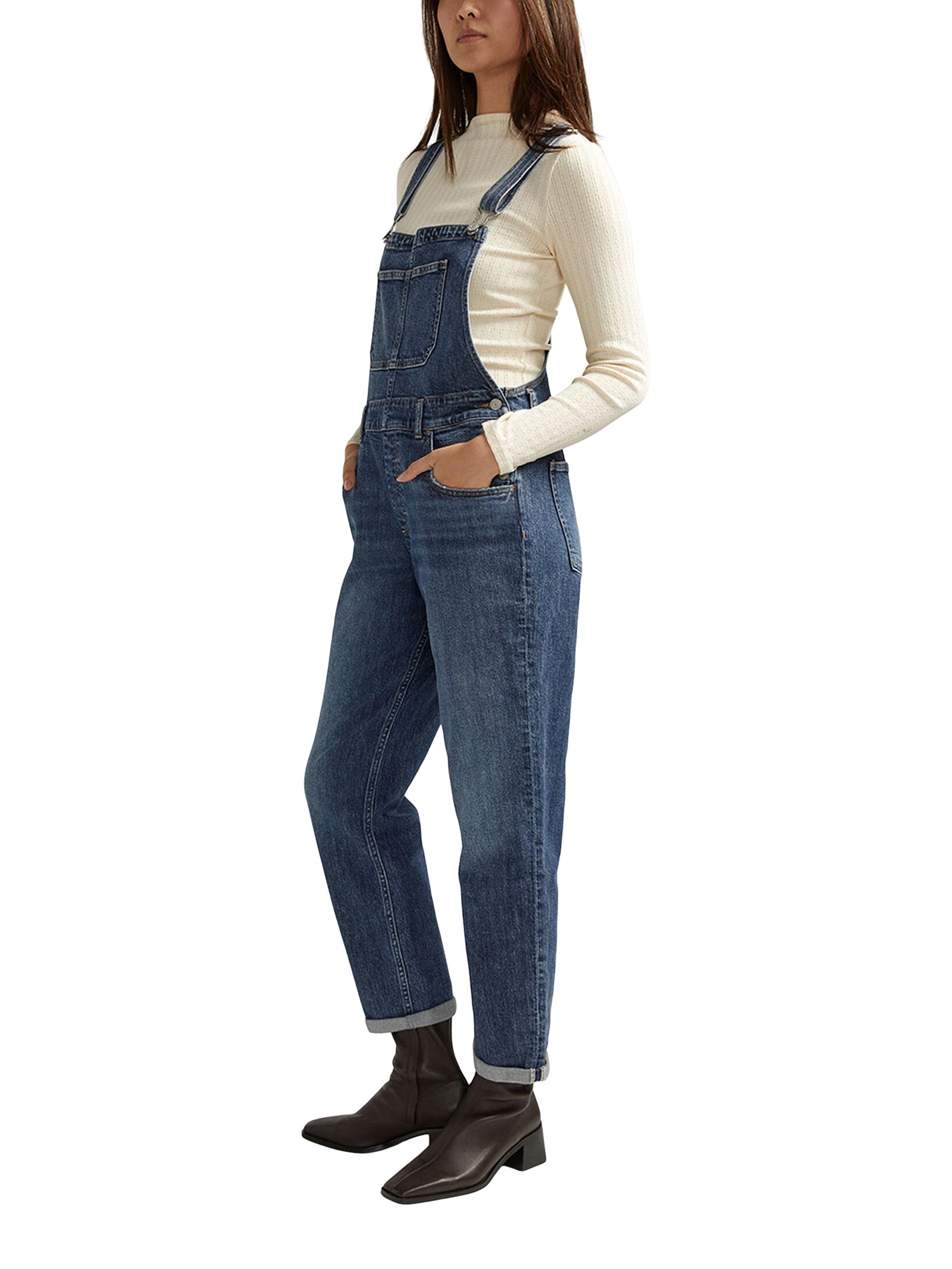 Silver Woman's Baggy Straight Leg Overall Jeans