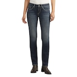 Jean extensible en denim Luxe à taille basse et à jambe droite pour femmes, Britt, Silver Front_Flat