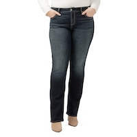 Silver Women's Elyse Mid Rise Slim Bootcut Jeans - Plus Size Front_Flat