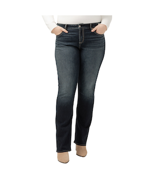 Silver Women's Elyse Mid Rise Slim Bootcut Jeans - Plus Size
