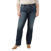 Silver Woman's Suki Mid Rise Slim Bootcut Jeans Front_Flat