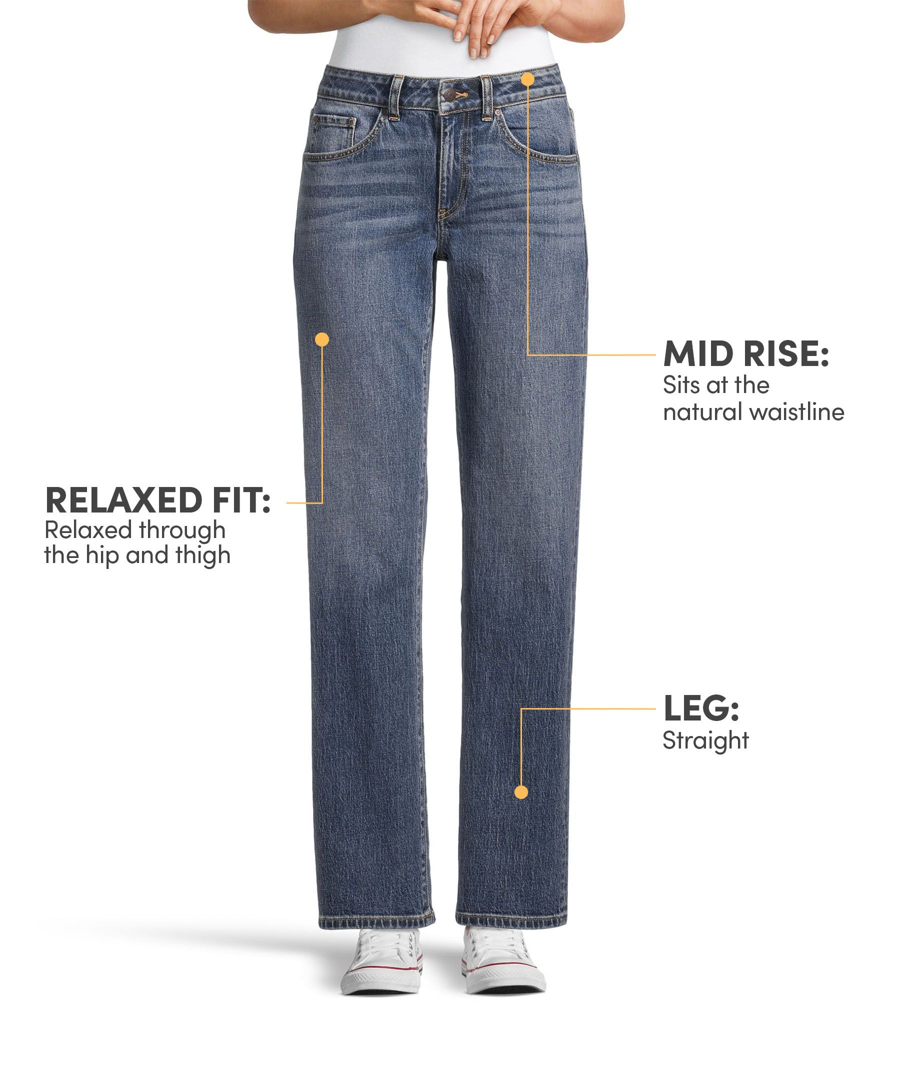 Denver Hayes Women's Mid Rise Loose Straight Jeans