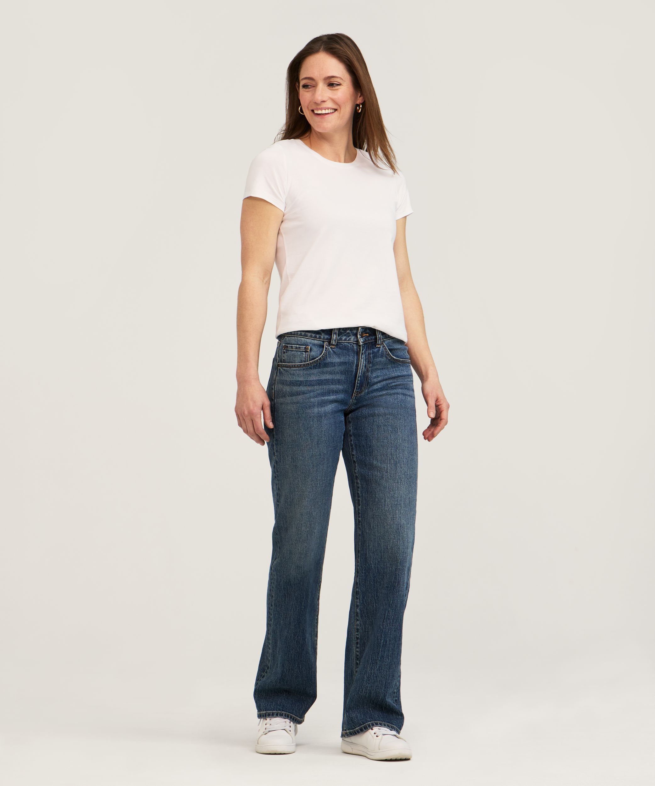 Denver Hayes Women's Mid Rise Loose Straight Jeans