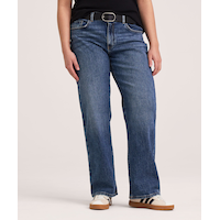 Jean ample à jambe droite et à taille mi-basse pour femmes, Denver Hayes Front_Flat