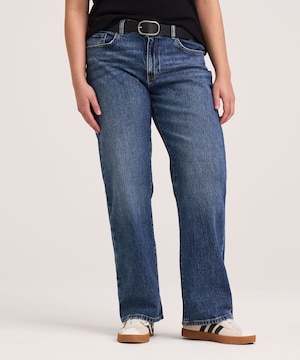 Jean ample à jambe droite et à taille mi-basse pour femmes, Denver Hayes