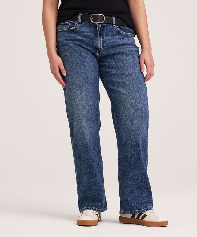 Jean ample à jambe droite et à taille mi-basse pour femmes, Denver Hayes