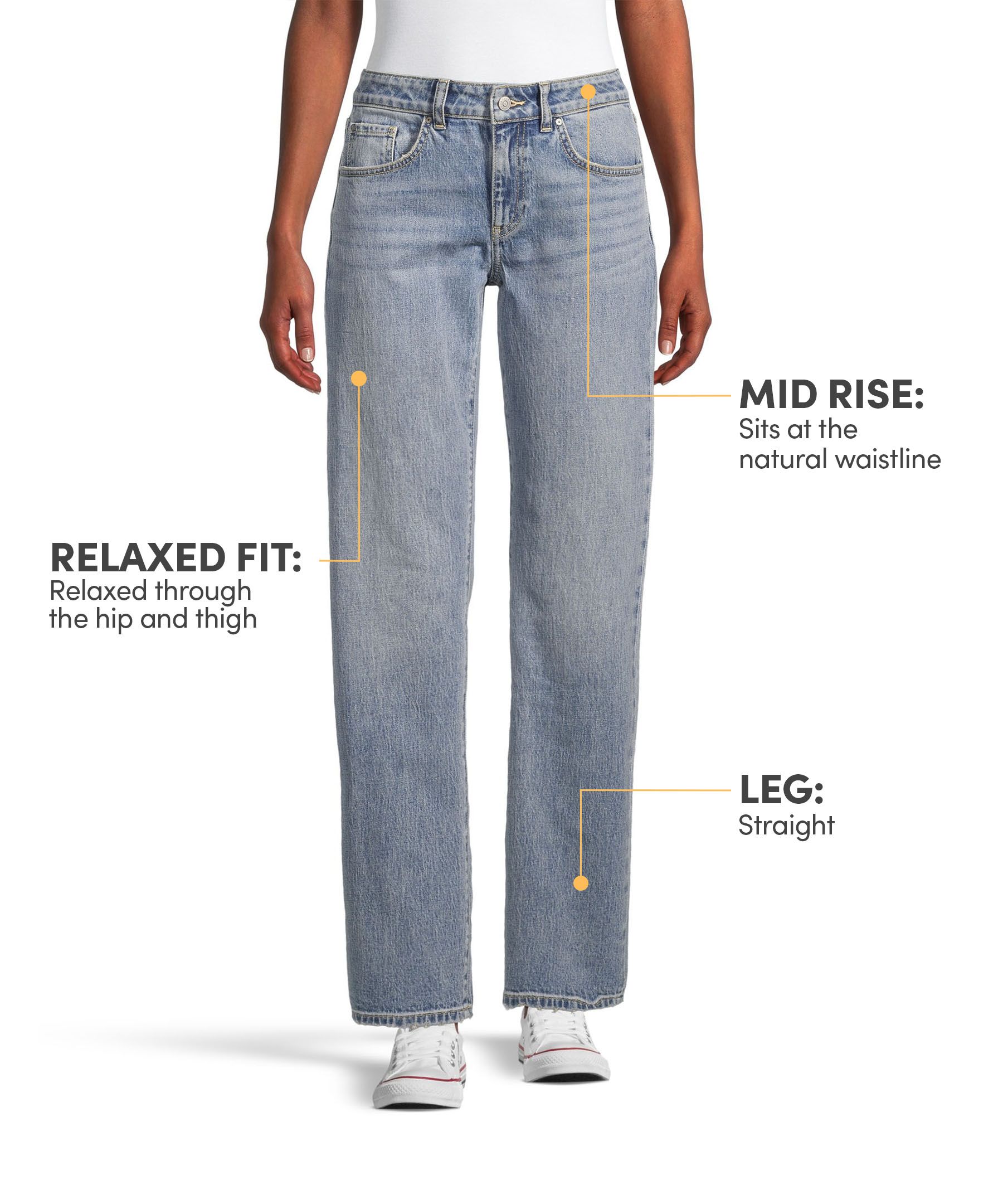 Denver Hayes Women's Mid Rise Loose Straight Jeans