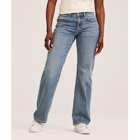Denver Hayes Women's Mid Rise Loose Straight Jeans Front_Flat