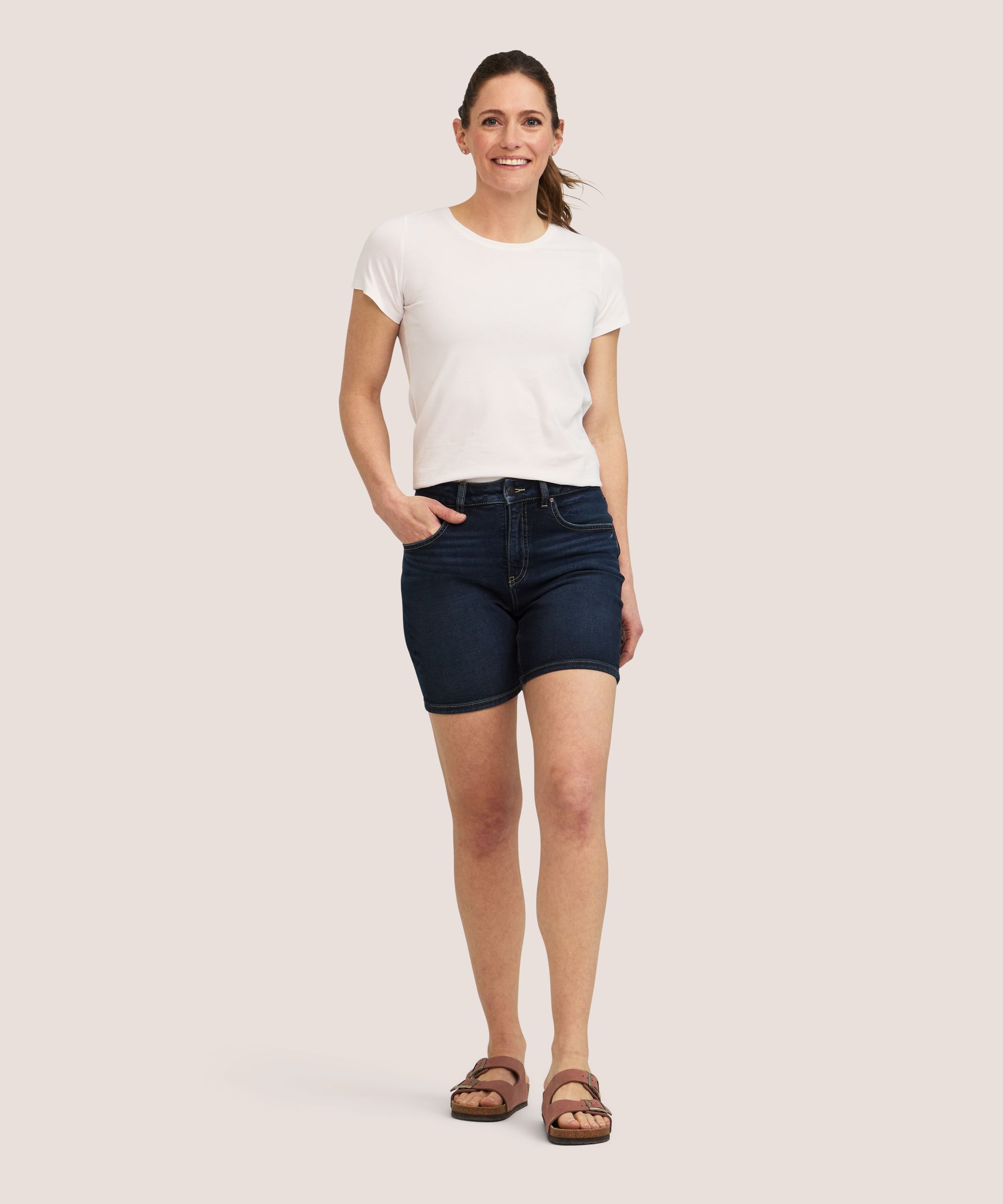 Short mi-long à taille haute pour femmes, Denver Hayes