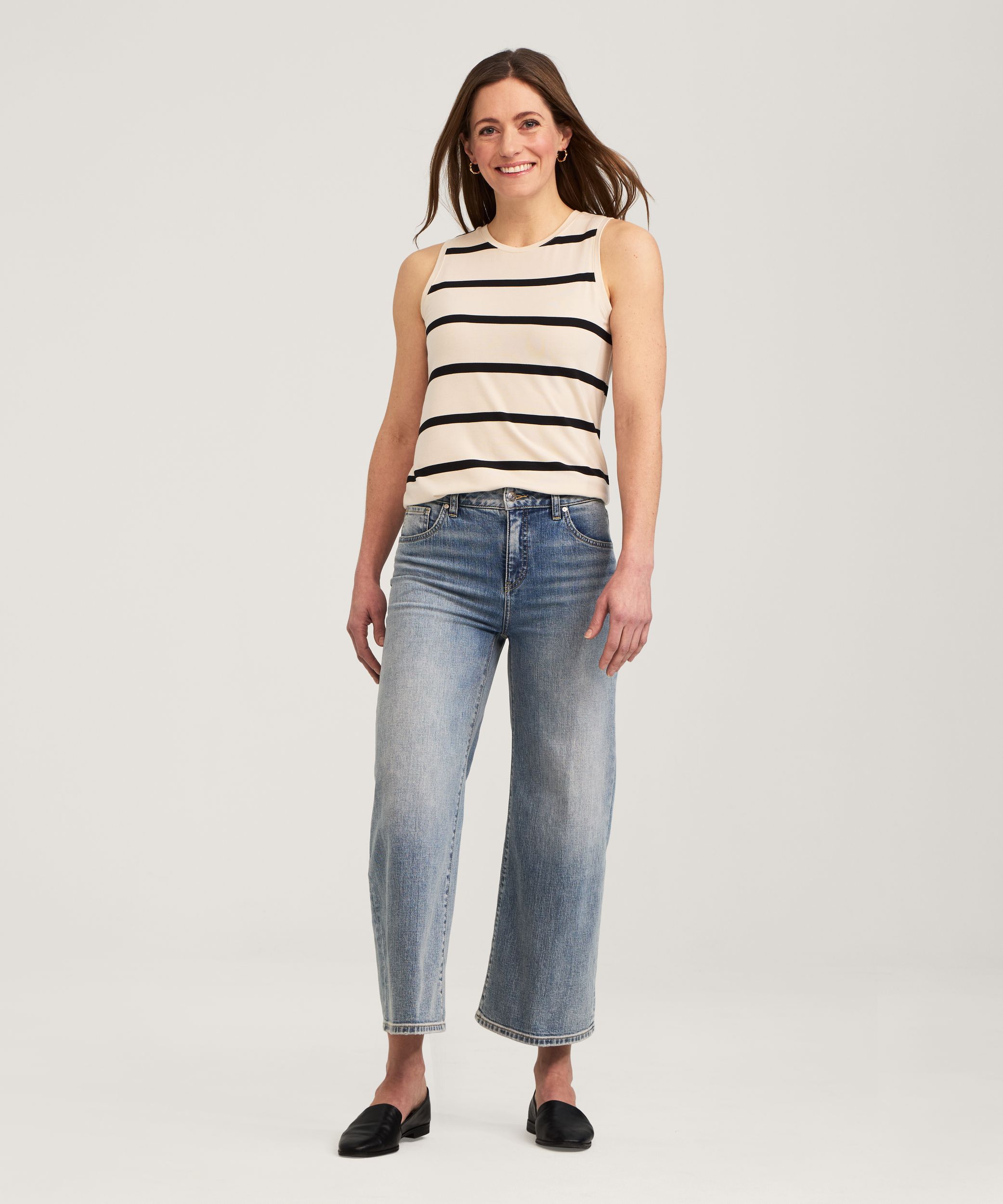 Denver Hayes Women's High Rise Wide Leg Crop Jeans