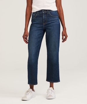 Denver Hayes Women's High Rise Straight Crop Jeans - Dark Indigo Wash
