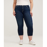Denver Hayes Women's Curvy Slim Leg Crop Jeans - Dark Indigo Wash Front_Flat
