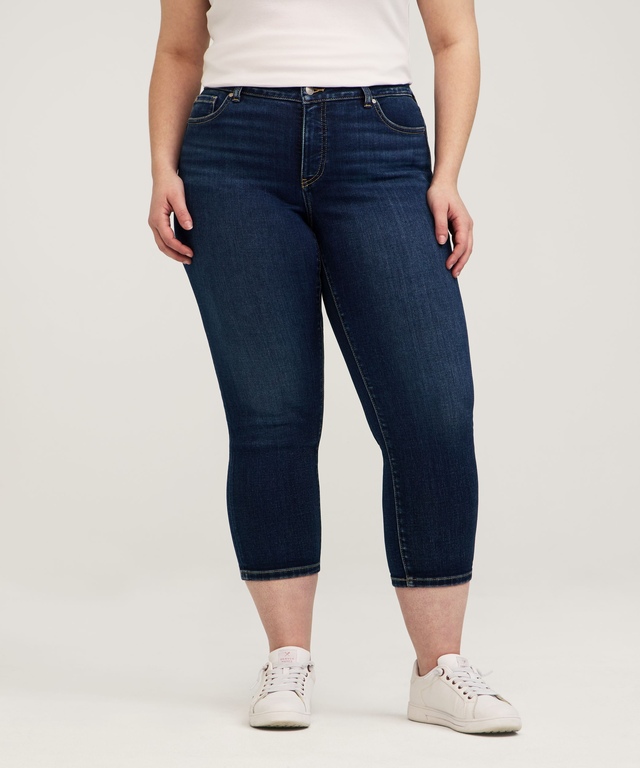 Denver Hayes Women's Curvy Slim Leg Crop Jeans - Dark Indigo Wash