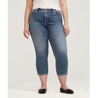 Denver Hayes Women's Curvy Slim Leg Crop Jeans - Medium Indigo Wash Front_Flat