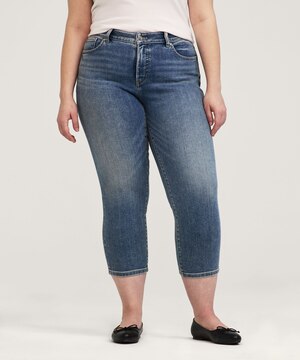 Denver Hayes Women's Curvy Slim Leg Crop Jeans - Medium Indigo Wash