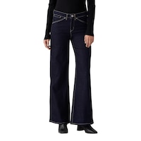 Levi's Women's 318 Shaping Wide Leg Jeans - Dark Indigo Wash Front_Flat