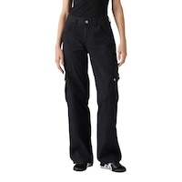 Levi's Women's Superlow Loose Cargo Pant - Black Front_Flat