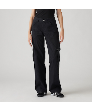 Pantalon cargo ample à taille très basse pour femmes, Levi's - Noir