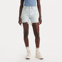 Levi's Women's 501 Mid Thigh Short Front_Flat