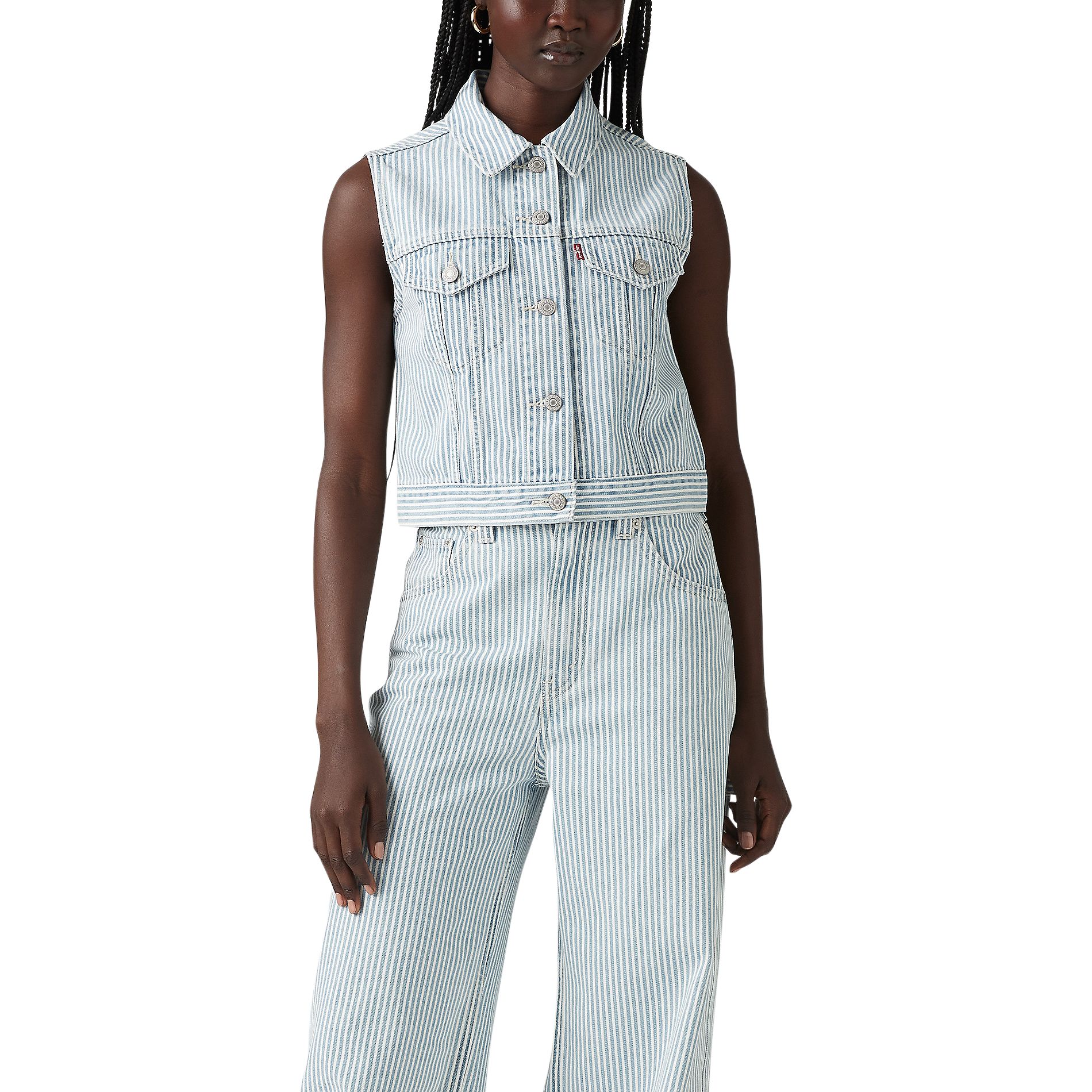 Gilet avec ceinture pour femmes, XS, Levi's - Délavé indigo clair rayé