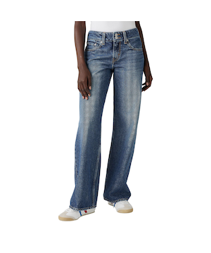 Jean à jambe droite ample pour femmes, Superlow, Levi's, délavé indigo foncé