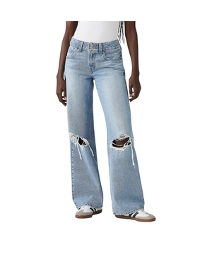 Jean droit ample pour femmes, Superlow, Levi's, délavé indigo moyen