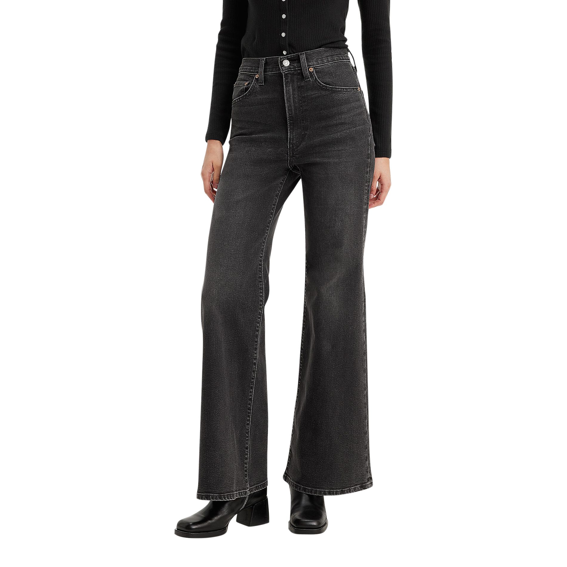 Jean à pattes d'éléphant pour femmes, Ribcage, Levi's, noir