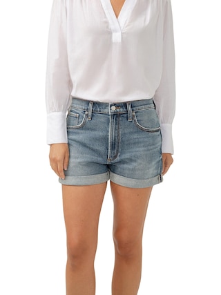Silver Relaxed Boyfriend Shorts pour femme