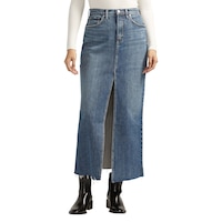 Jupe maxi en denim pour femmes, Silver Front_Flat