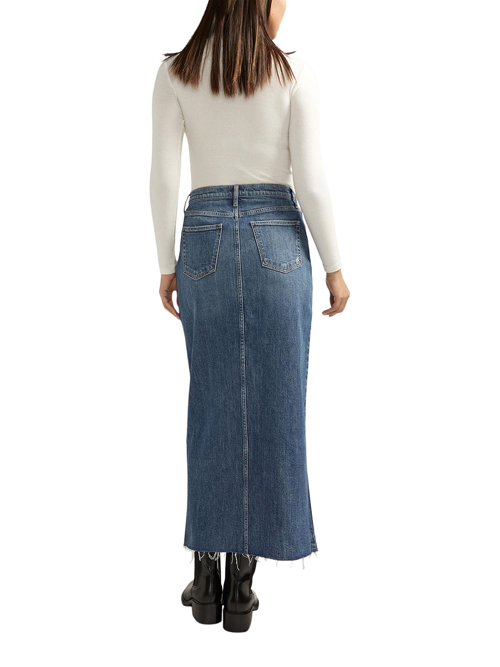 Jupe maxi en denim pour femmes, Silver