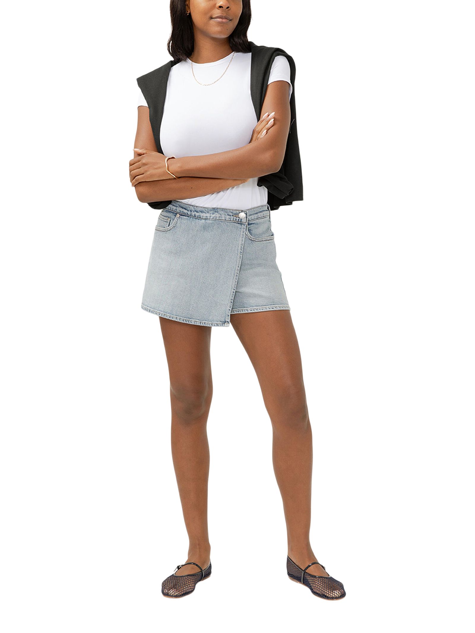 Jupe-short en denim pour femmes, Silver