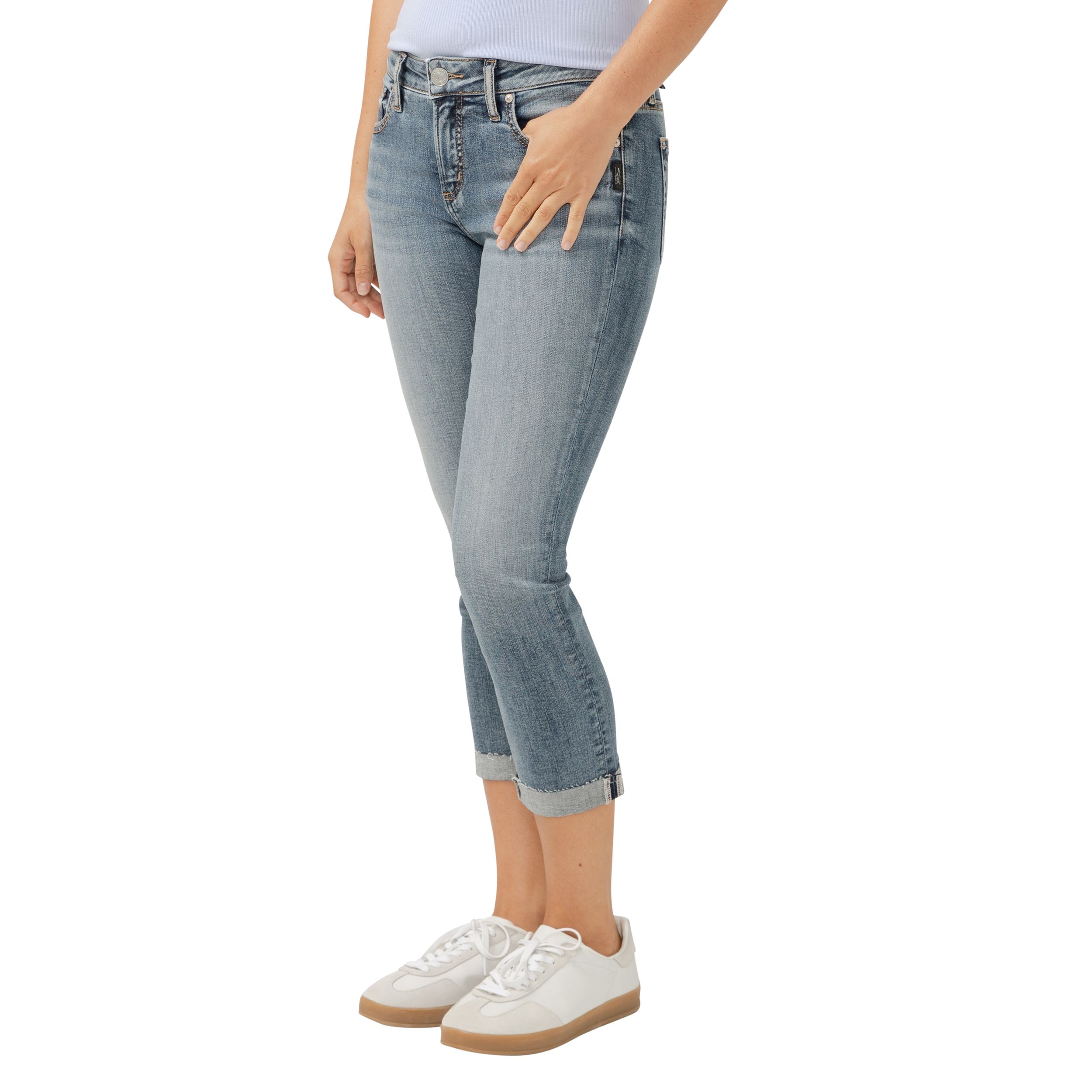 Silver Women's Elyse Capri Jeans - Medium Indigo Wash