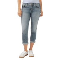 Silver Women's Elyse Capri Jeans - Medium Indigo Wash Front_Flat
