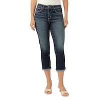 Jean capri pour femmes, Avery, Silver Front_Flat